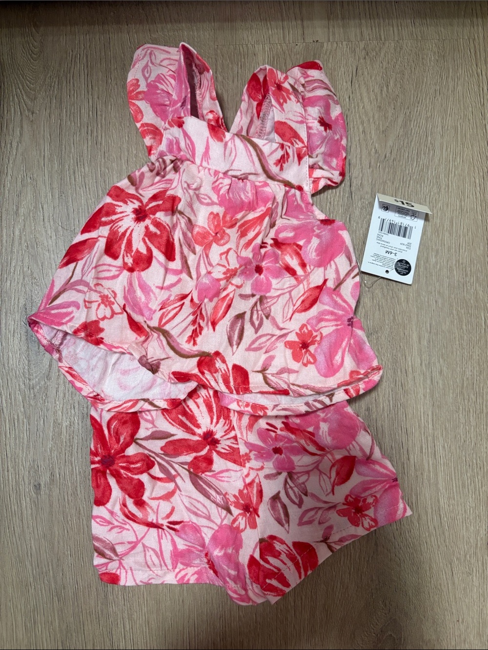 Pink Floral Ruffle Kids Shorts Set